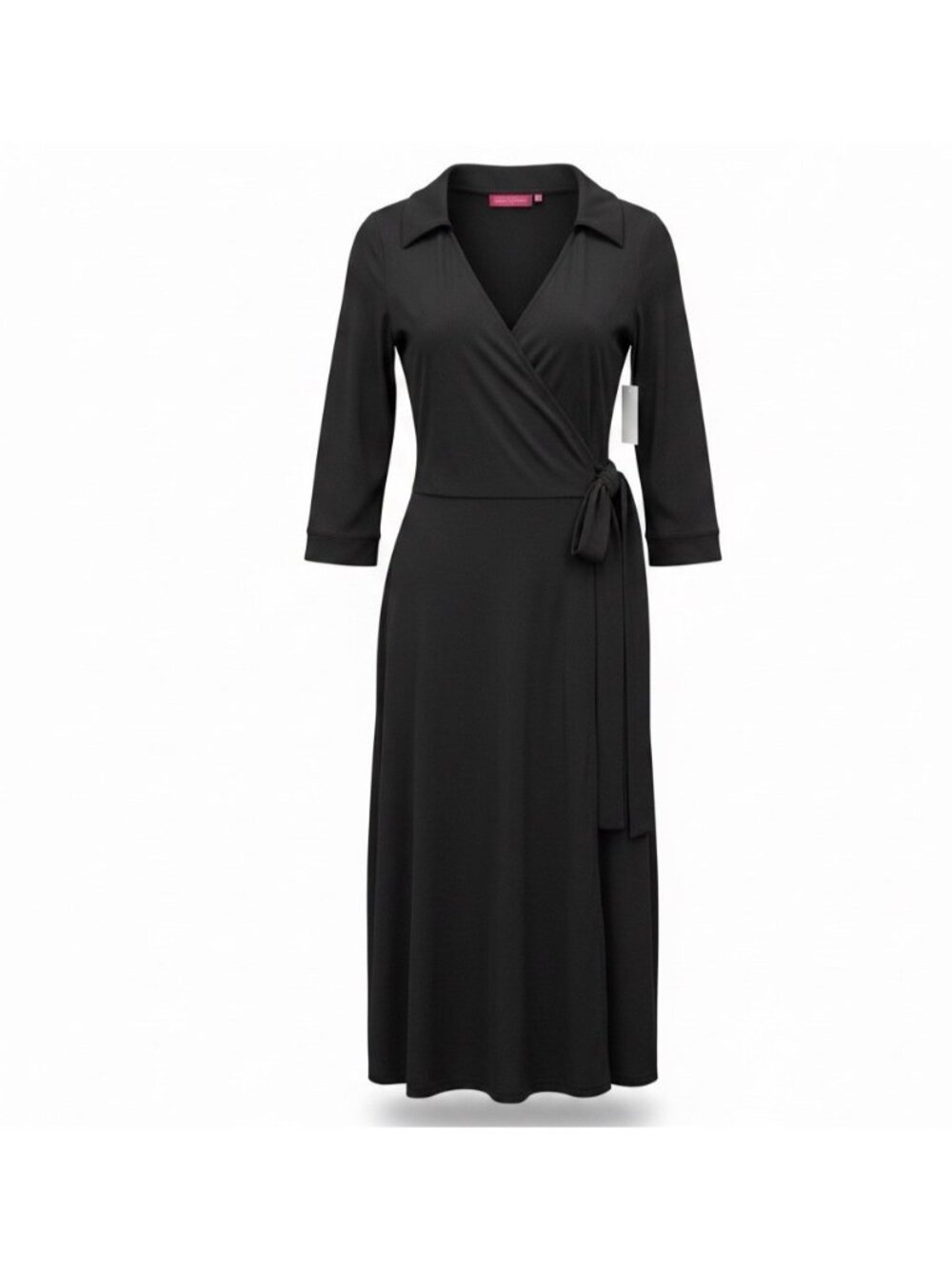 Melissa Masse Womens Black Wrap Shirt Dress Large Stylish & Comfy